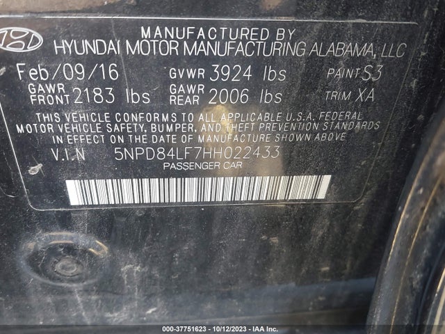 Hyundai ELANTRA SE 2017 5NPD84LF7HH022433 Image 9