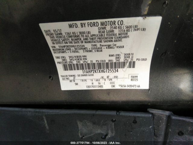 1FAHP2KTXHG125534 Ford TAURUS SHO