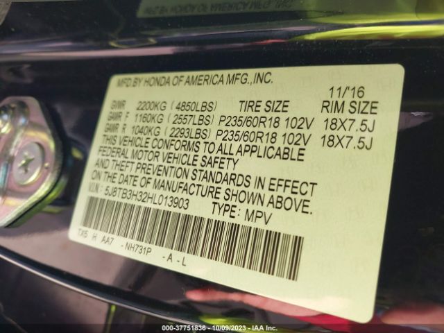 5J8TB3H32HL013903 Acura RDX