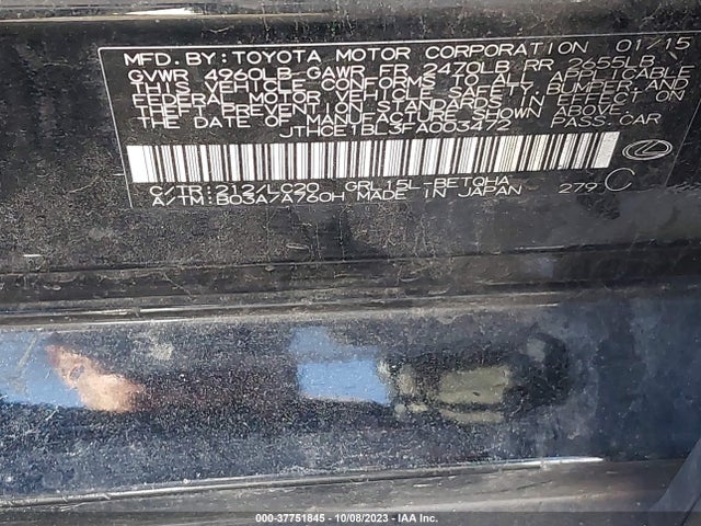 Lexus GS 350 2015 JTHCE1BL3FA003472 Image 9