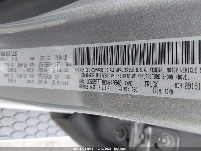 RAM 1500 Big Horn/lone Star 2019 1C6SRFFT8KN649948 Image 9