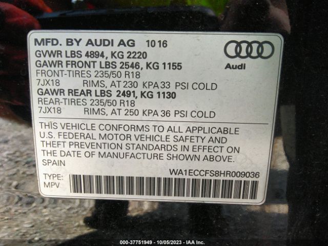 2017 AUDI Q3 WA1ECCFS8HR009036 Photo 8