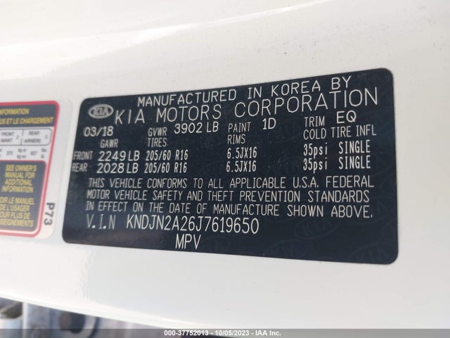 KIA Soul Base 2018 KNDJN2A26J7619650 Image 9