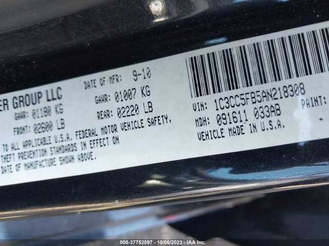 2010 CHRYSLER SEBRING LIMITED VIN: 1C3CC5FB5AN218308