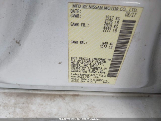 2017 NISSAN ALTIMA 2.5 SV VIN: 1N4AL3AP8HC491751