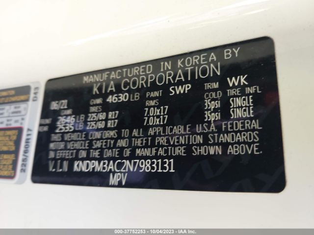 KNDPM3AC2N7983131 KIA Sportage Lx