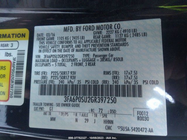 3FA6P0SU2GR397250 Ford Fusion Energi Titanium
