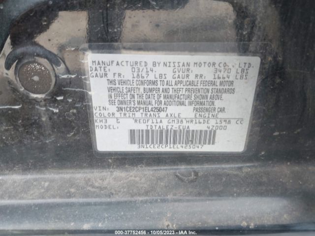 3N1CE2CP1EL425047 Nissan Versa Note Sv