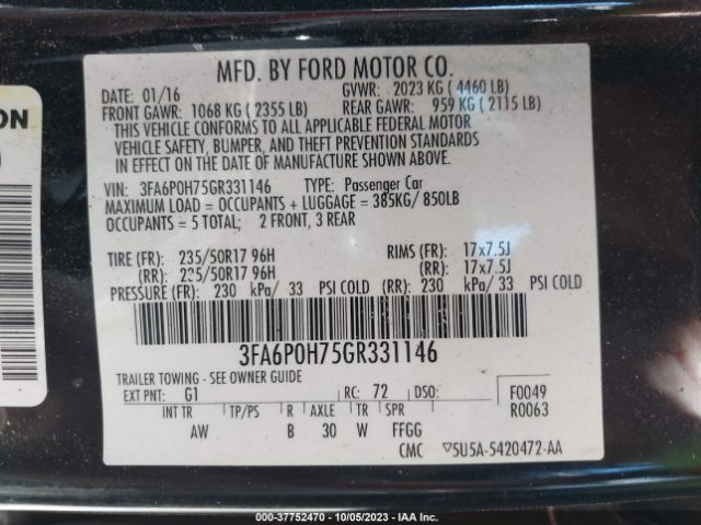 3FA6P0H75GR331146 Ford FUSION SE