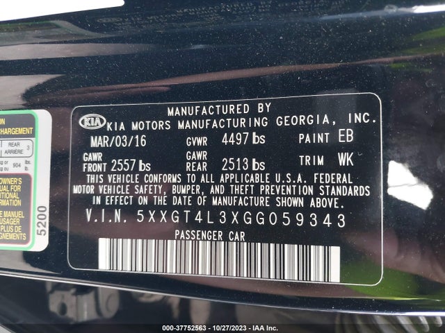 KIA Optima Lx 2016 5XXGT4L3XGG059343 Image 9