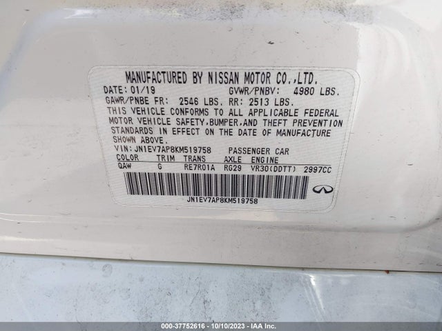 JN1EV7AP8KM519758 Infiniti Q50