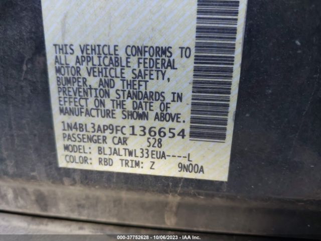 1N4BL3AP9FC136654 Nissan Altima 3.5 Sl