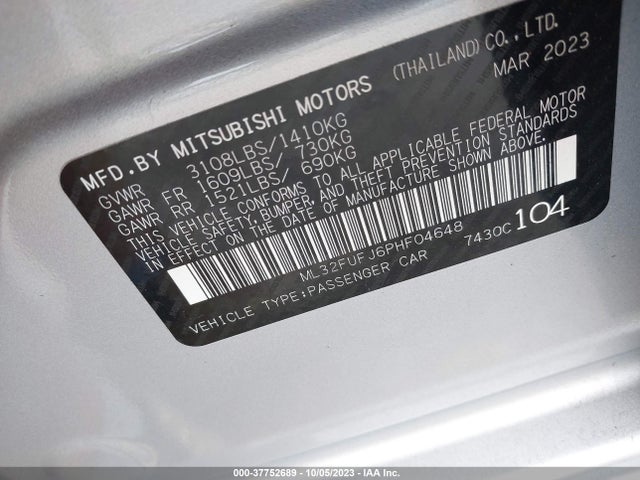 ML32FUFJ6PHF04648 Mitsubishi Mirage G4 Es/le/black Edition