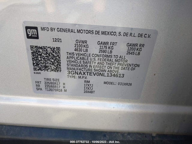 Chevrolet Equinox Awd 2fl 2022 3GNAXTEV0NL134613 Image 9