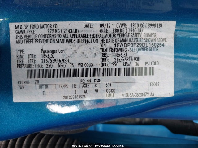 2013 FORD FOCUS 1FADP3F29DL150254 Photo 8