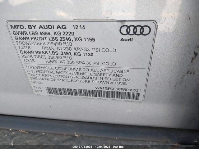 WA1GFCFS8FR009521 Audi Q3 2.0t Prestige