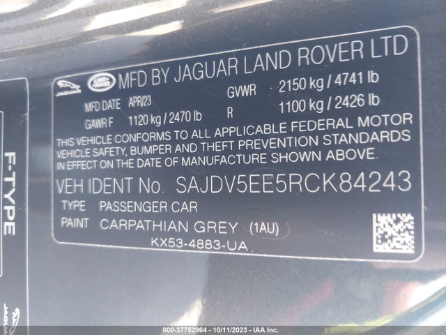 Jaguar F-type P450 75 2024 SAJDV5EE5RCK84243 Image 9