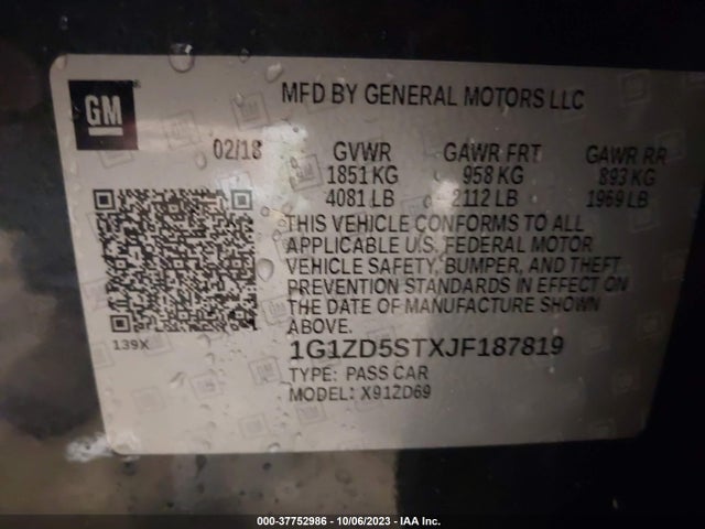 Chevrolet MALIBU LT 2018 1G1ZD5STXJF187819 Image 9