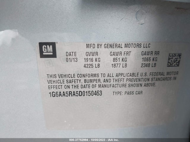 2013 CADILLAC ATS VIN: 1G6AA5RA5D0150463