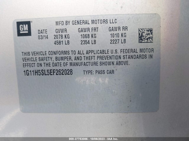 Chevrolet MALIBU LTZ 2014 1G11H5SL5EF262028 Image 9