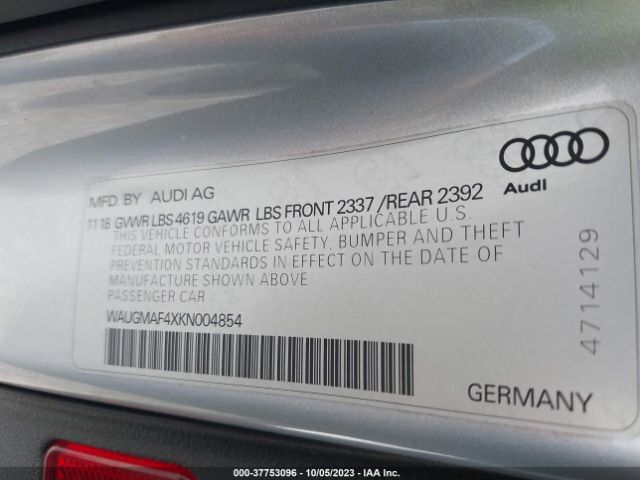 WAUGMAF4XKN004854 Audi A4 40 Premium/40 Titanium Premium