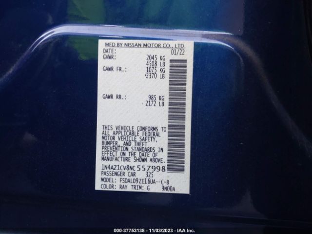 1N4AZ1CV8NC557998 Nissan LEAF SV