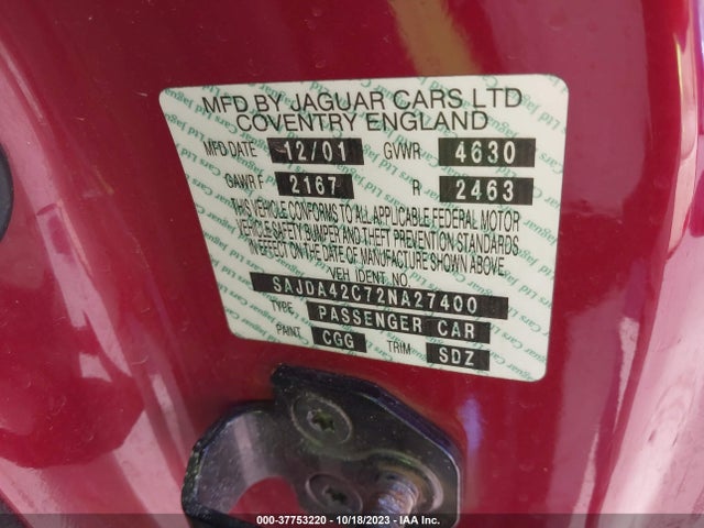 2002 JAGUAR XK8 SAJDA42C72NA27400 Photo 8