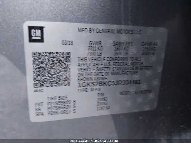 GMC YUKON SLT 2018 1GKS2BKC5JR304481 Image 9