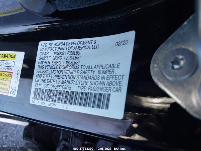Honda Civic Hatchback Ex-l 2023 19XFL1H72PE005775 Image 9