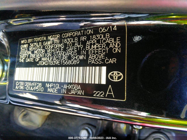 Toyota Prius C One/three/two/four 2014 JTDKDTB39E1568089 Image 9