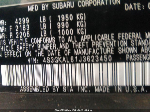 4S3GKAL61J3623450 Subaru Impreza Sport