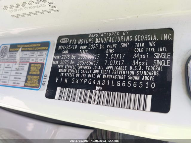 5XYPG4A31LG656510 KIA Sorento 2.4l L