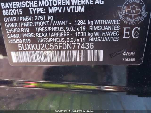 5UXKU2C55F0N77436 BMW X6 Xdrive35i