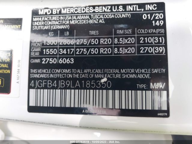 4JGFB4JB9LA185350 Mercedes-Benz Gle Gle 350