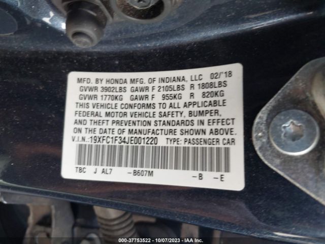 19XFC1F34JE001220 Honda Civic Ex-t
