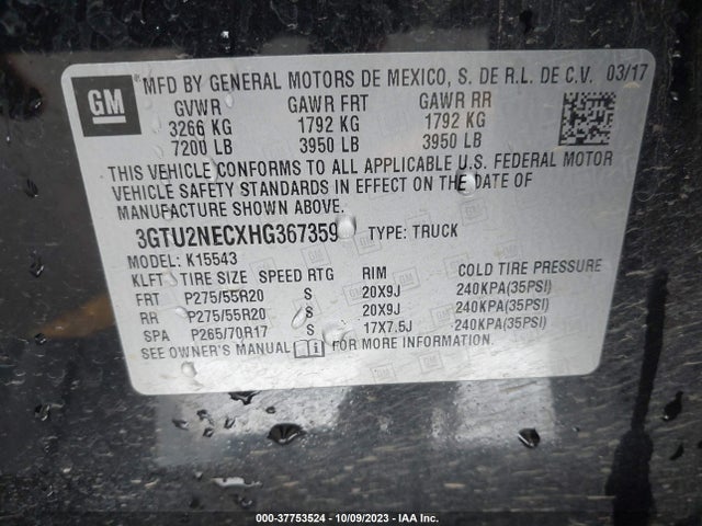 GMC Sierra 1500 Slt 2017 3GTU2NECXHG367359 Image 9