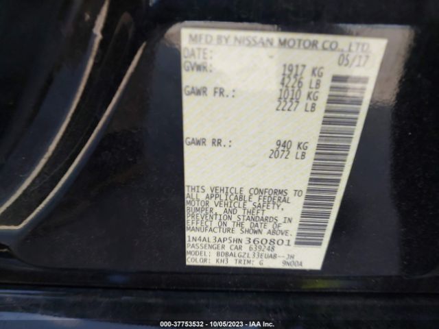 1N4AL3AP5HN360801 Nissan Altima 2.5 S