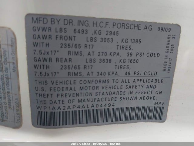 2010 PORSCHE CAYENNE WP1AA2AP4ALA04494 Photo 8