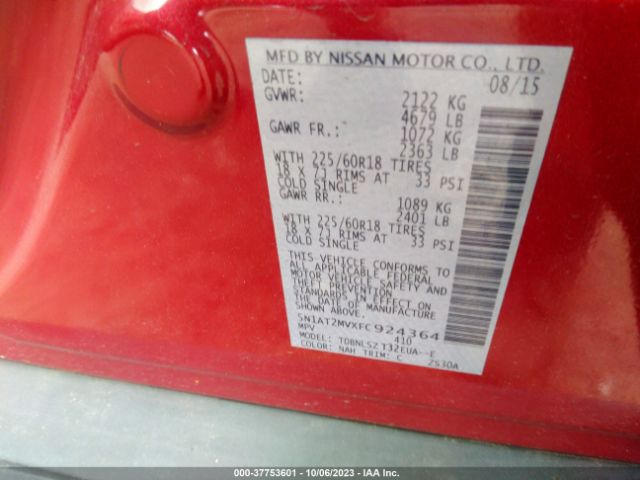5N1AT2MVXFC924364 Nissan Rogue Sl
