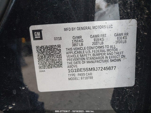 Chevrolet Cruze Lt Auto 2018 1G1BE5SM9J7245677 Image 9