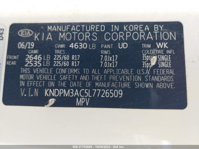 KNDPM3AC5L7726509 KIA Sportage Lx