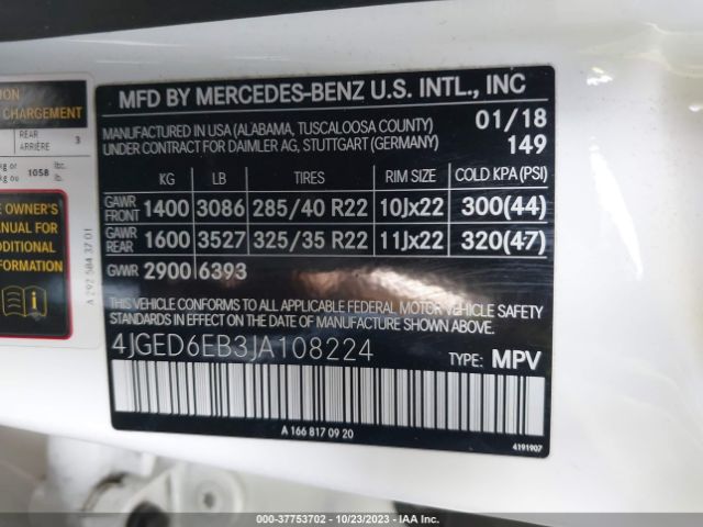 4JGED6EB3JA108224 Mercedes-Benz Gle Amg Gle 43