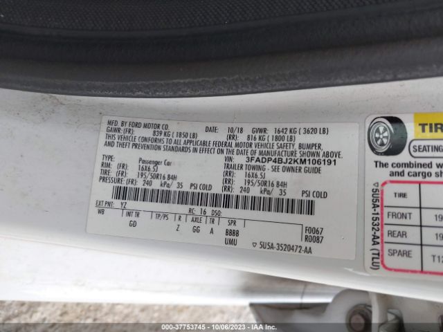 3FADP4BJ2KM106191 Ford FIESTA SE