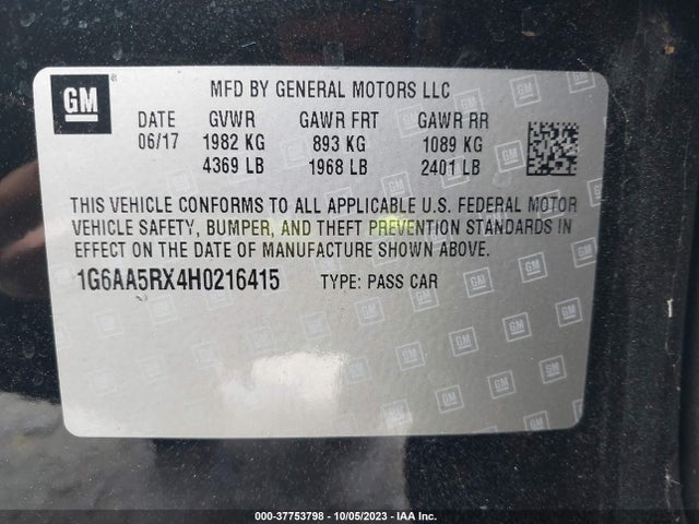 1G6AA5RX4H0216415 Cadillac Ats Sedan Rwd