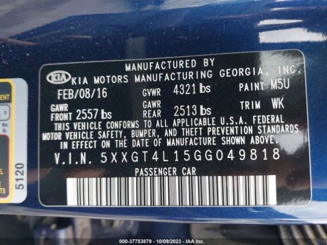 5XXGT4L15GG049818 KIA Optima Lx Turbo