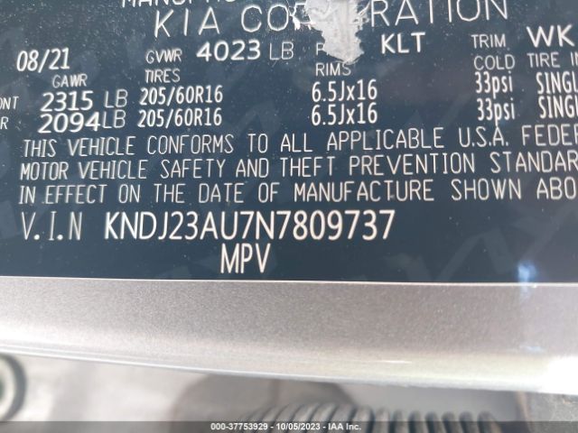 KNDJ23AU7N7809737 KIA SOUL LX