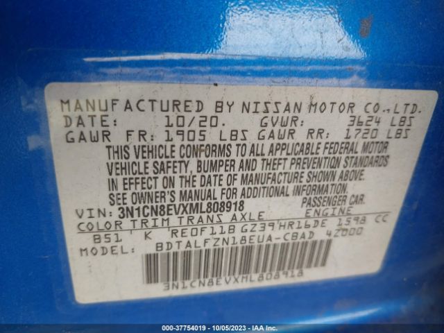 3N1CN8EVXML808918 Nissan VERSA SV