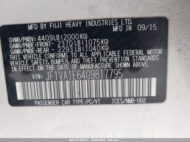 JF1VA1E64G9817795 Subaru Wrx Premium