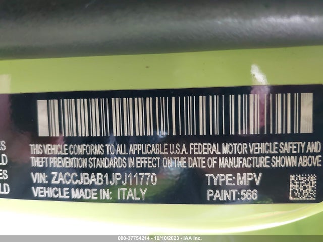 ZACCJBAB1JPJ11770 Jeep Renegade Upland Edition