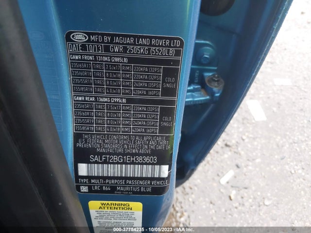 Land Rover Lr2 Hse Lux 2014 SALFT2BG1EH383603 Image 9